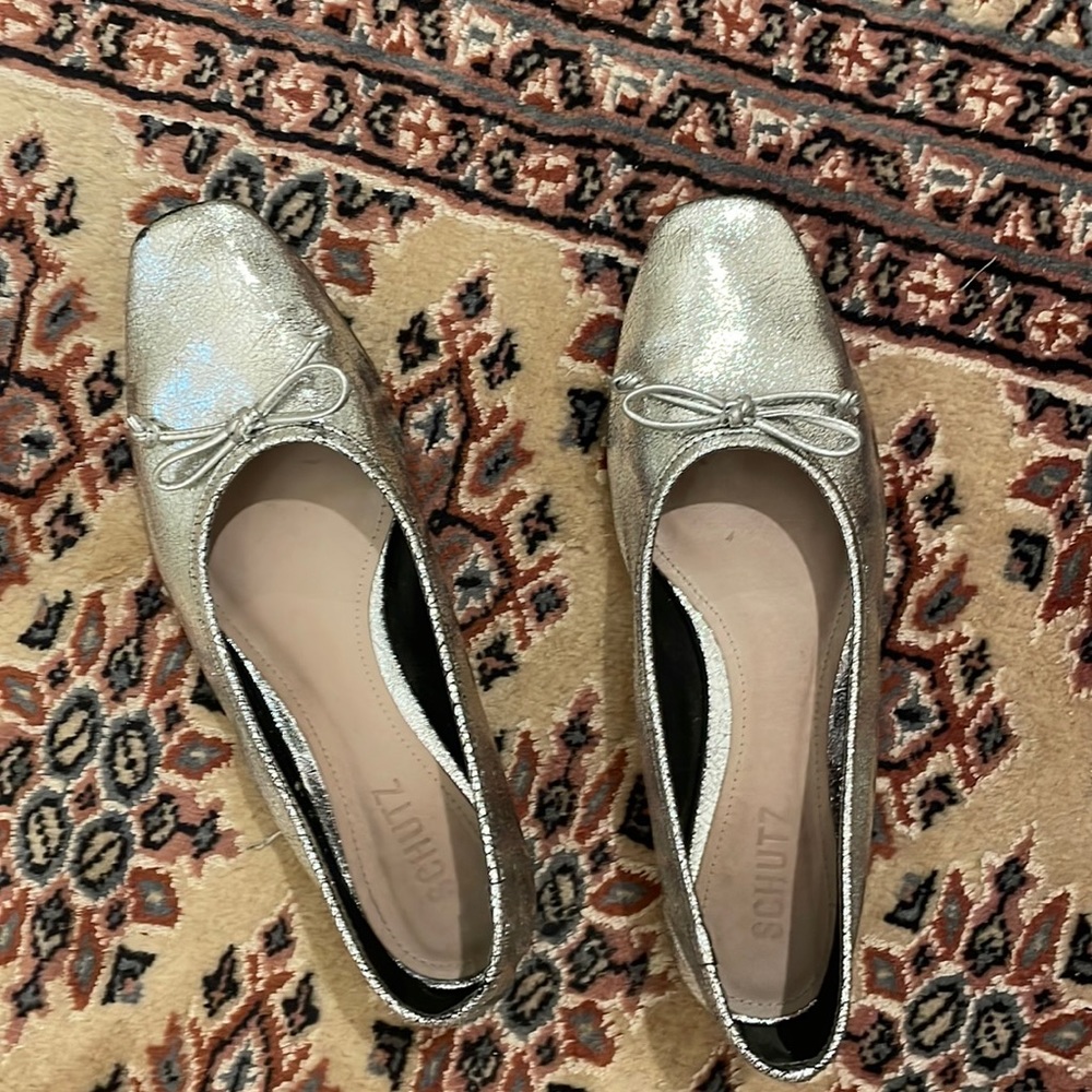 Schutz silver ballet flats